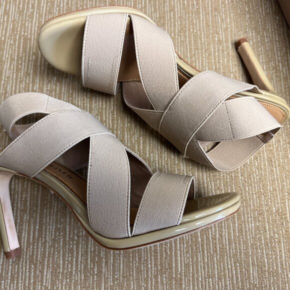 Donald J. Pliner Womens KATJAJE Tan Open Toe Leather Pumps Heels New Size 6.5 - Picture 1 of 5